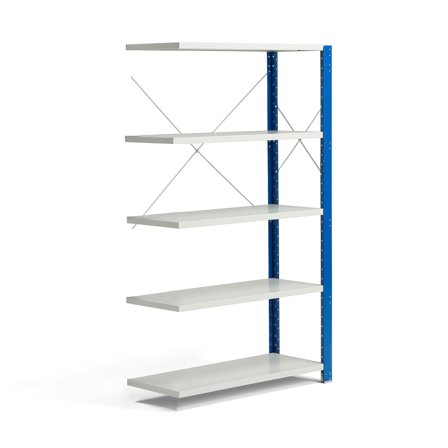 Regalsystem MIX, Anbaumodul, 1740 x 1005 x 400 mm, grau/blau