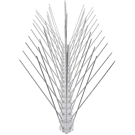 Duefluebeskyttelse i rustfritt stål, fuglespiker, total lengde 3 meter, 6 elementer, 50 cm fuglespiker med klikklås og forborede hull