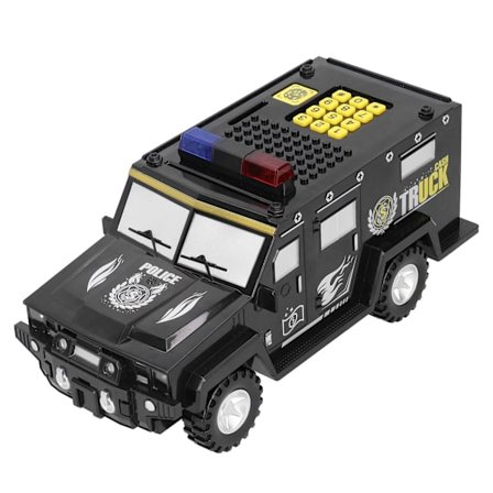 Mynt Pengar Spara Box Kruka Bilformad elektronisk spargris leksak med lätta födelsedagspresenter Svart