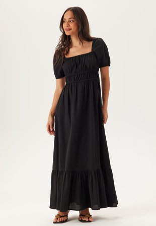 BUBBLEROOM - Square Neck Cotton Maxi Dress - Black