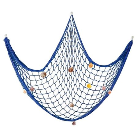 Kalastusverkon koriste kuorilla 100 x 200 cm koristeverkko sininen