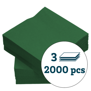 SERVIETT 3-LAG M.GRØNN 24X24CM