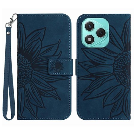 For Honor 400 Lite -kotelo, auringonkukkakuvioinen nahkalompakkopuhelinkotelo rannehihnalla