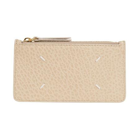 Maison Margiela Card case with logo , Beige , Dames , Maat: ONE Size Portefeuilles