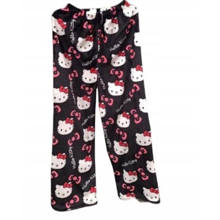 Hello Kitty Flanellipyjama sarjakuvatyyliin - Pehmoiset ja paksut eristetyt pyjamat naisille - Musta - Pinkki Musta - Pinkki XL Musta - Pinkki