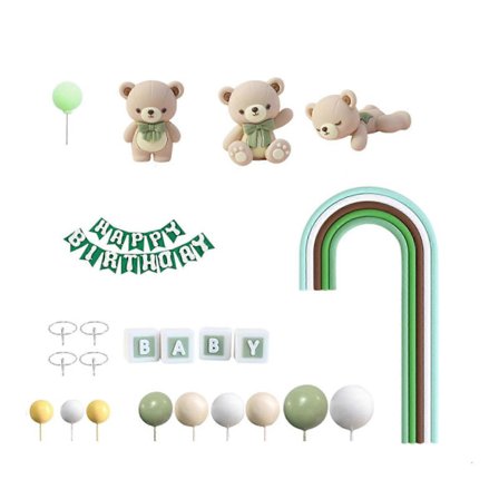 23x Bjørn Kake Toppere Kake Dekorasjoner Lite Landskapsoppsett Ornamenter