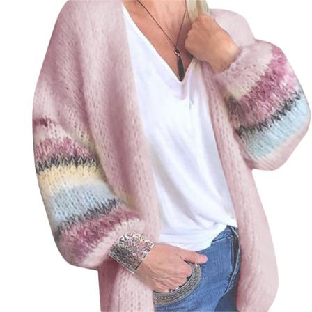 Dam Dam Långärmad Stickad Cardigan Stripe Coat Outwear Winter