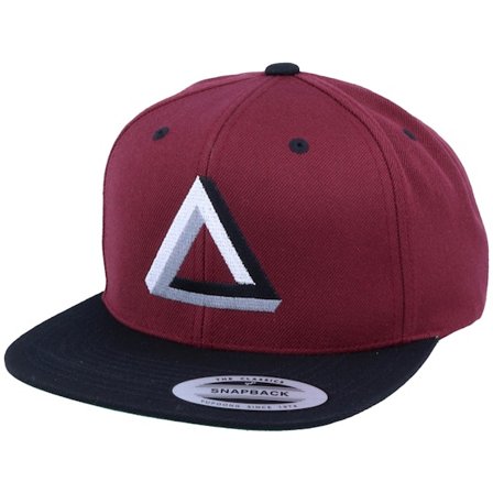 Iconic - Red Czapka Z Daszkiem - Three Color Impossible Triangle Maroon Black Snapback @ Hatstore