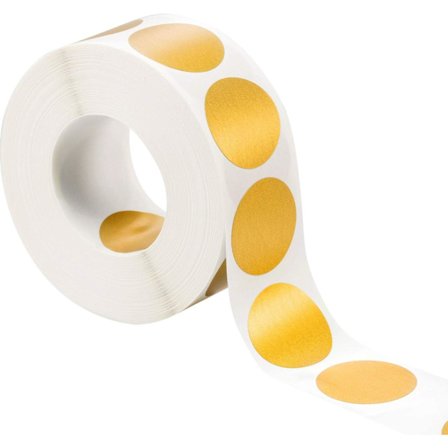 300 runde skrapelapper (gull, 1 x 1 tommers sirkel)