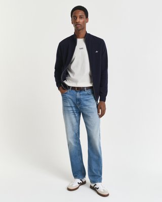 GANT - Cardigan i lammeull til herre marine