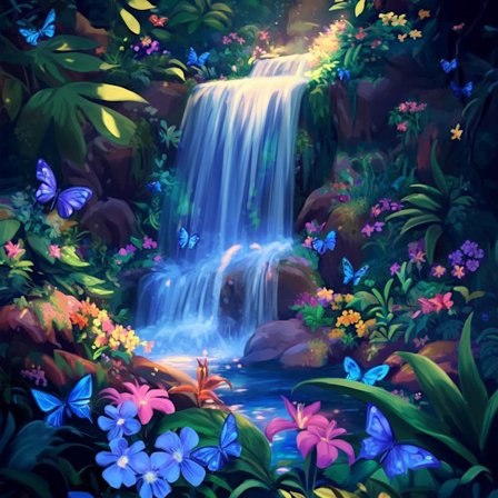 Diamond Art Malersæt, 5D DIY Landskab Diamond Art Maling til Boligindretning, Sommerfugle Blomster Fuld Bor Diamond Dots Maling, Ædelstens 