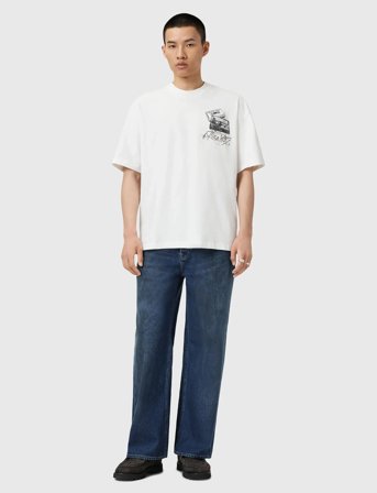 AllSaints Reel Ss Crew - Cream - L