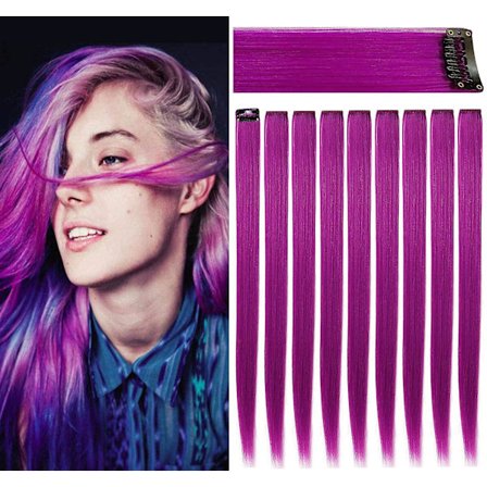Colored Clip In Hair Extensions Lila hårförlängningar för barn