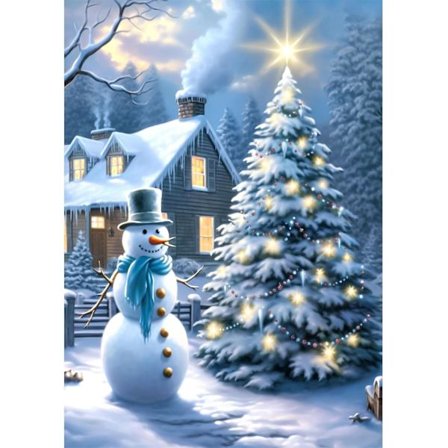 (30x40cm) Snögubbe Diamantmålning Kit, 5D Diamantmålning Kit för Vuxna Julgran Rund Full Diamant Diamantmålning Kit Diamantkonst Vinterbilder 