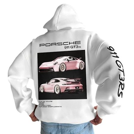 Hettegenser med Porsche 911-trykk for menn - Motegenser for menn og kvinner