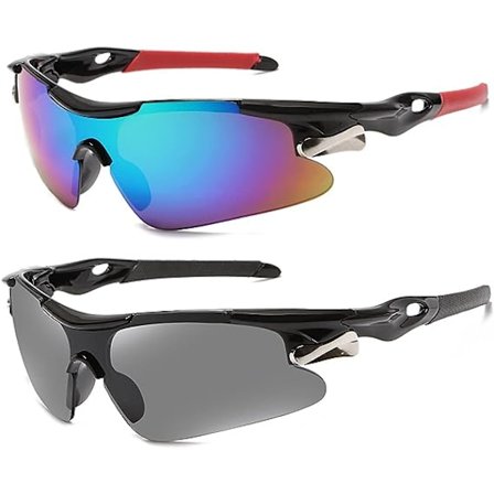 2 stk polariserte sportsbriller, polariserte sykkelbriller med UV400-beskyttelse, for sykling, kjøring, golf og utendørsaktiviteter for menn og 