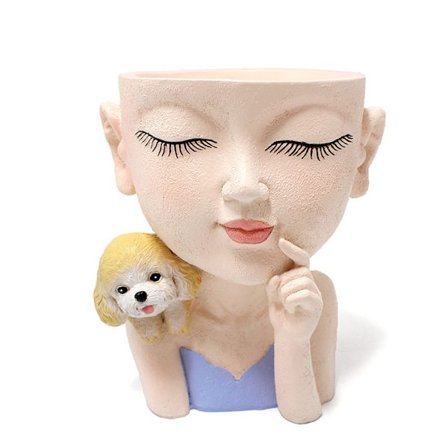 Valp Flicka Blomkruka Dipper Kreativ Harts Multi-kött Kruka