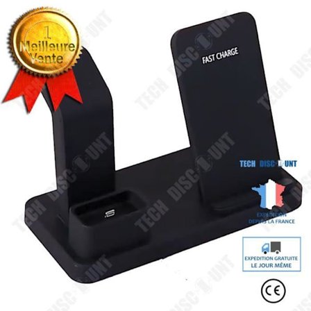 Langaton laturi - TECH DISCOUNT - TD - 3 in 1 - Nopea lataus - Yhteensopiva iPhonen ja kellon kanssa