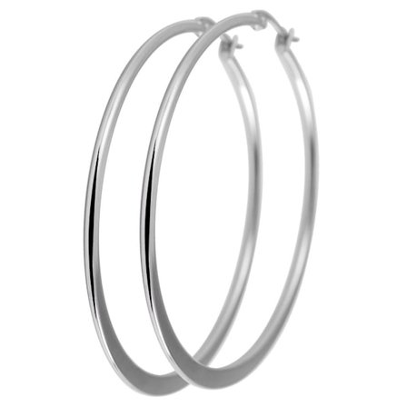 Runda Blanka Tunna Hoop Silver Örhängen i Rostfritt Stål -5,3 cm