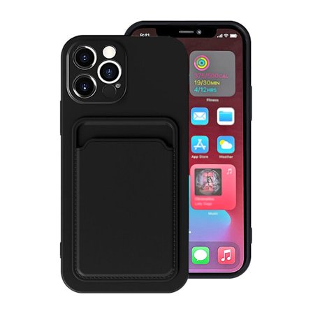 iPhone 13 Pro Silikonskal med Korthållare - Svart