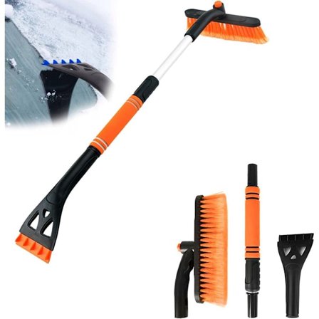 Uttrekkbar isskrape med snøbørste med 360° roterende hode 2-i-1 isskrape Bilvinduskrape Snøskrape Vindusskrape Uttrekkbar bilsnø
