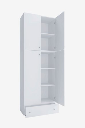 VCM - Vcm Garderobeskab Lona Xxl hængslede døre - med skuffe - Hvid - Skabe - Fra Homeroom