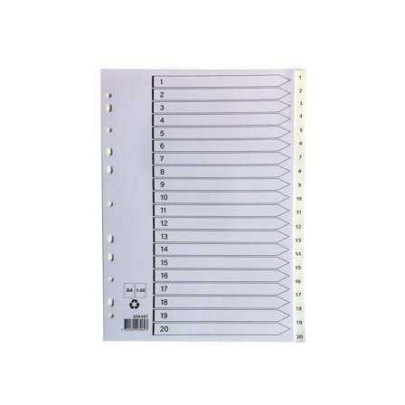 Plastregister A4 1-20 vit - Lyreco - Kontorsmaterial - Pärmar och register - Plastregister - Tryckta