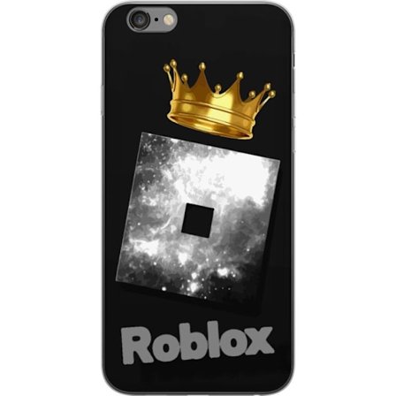 Kompatibelt Mobilskal till Apple Apple iPhone 6 Plus Minimalistisk svart och silverfärgad Roblox-symbol med gyllene krona och lyxig gamerestetik på