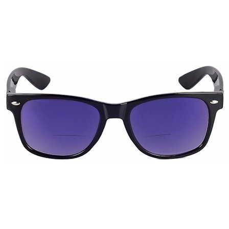 Klassiske bifokale læsebriller med solbriller til mænd og kvinder, hårdt etui inkluderet (LGL) Blå