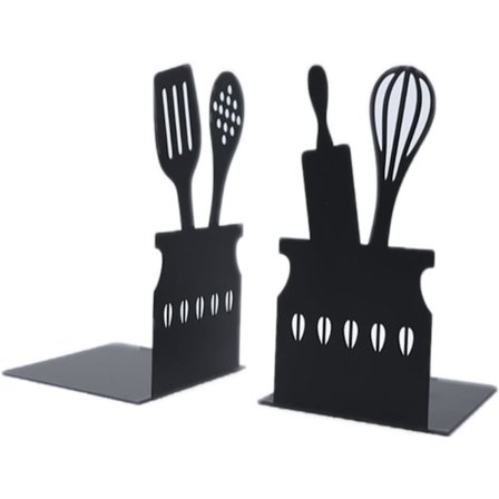 2 Bokstøtter Metall Bokstopper Skrivebord Bokstøtte Holder for Hyller for Hjem Skole Kontor Bibliotek Kjøkken, Svart