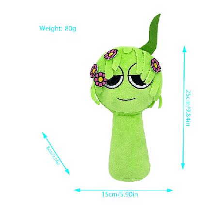 Sprunki plyslegetøj, Sprunki spil plyslegetøj, til voksne, børn, dukker, bedste gaver Grøn Blomst