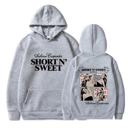 Sabrina And Carpenter Merch Hættetrøjer Trykt Sweatshirt Løs Trøje Casual Langærmet Til Mænd Kvinder Grå