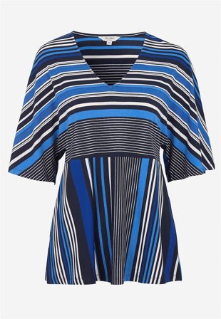 Cellbes of Sweden - Stripete jerseytopp i marineblå / stripete for damer i størrelse 42/44