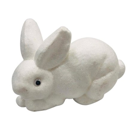 Påskekanin Dekorativ Pynt Skum Hvit Glittereffekt Med Gullpulver - Søt Kanin Dekorasjon