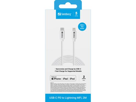 Sandberg USB-C PD to Lightning MFI, 2M