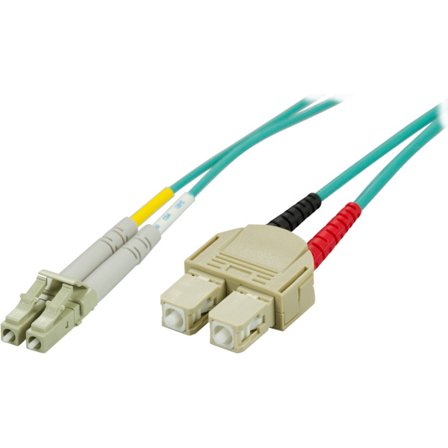 OM3 Fiber cable, LC - SC, duplex, UPC, 50/125, 5m, blue