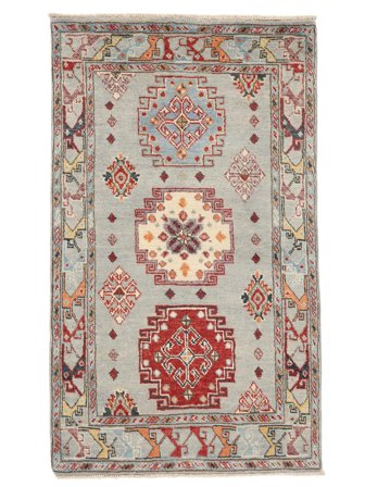Orientalsk Kazak Fine Tæppe 80X130 Brun/Grøn Uld, Afghanistan