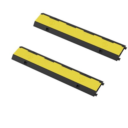 JATRHG Kabelskyddsramper, set om 2 med 2 kanaler, återvinningsbart PVC-gummi, modulärt farthinder, mått 100x20x5cm