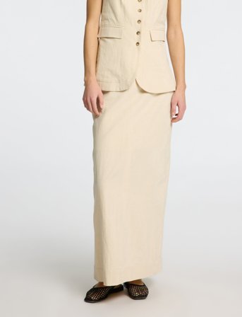 Selected Slfiluna Hw Ankle Slit Skirt B - Cream - 40