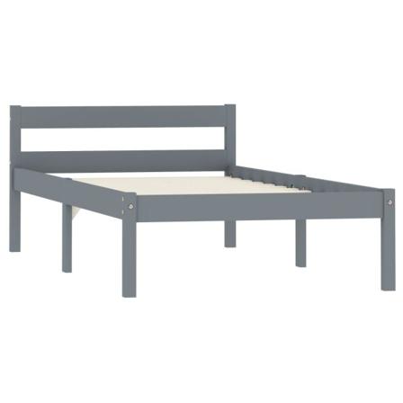 Vidaxl Sängram Grå Massiv Furu 90x200 Cm Grå