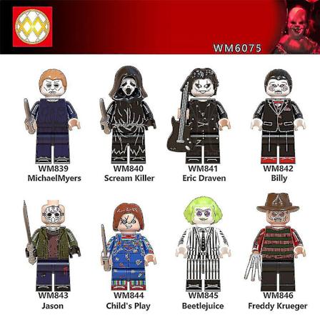 8 stk/sett Hot Horror Filmfigurer Mini Figurer Billy Freddy Jason Byggeklosser Minifigurer Lekebarn Halloween Kreative Gaver[GL]