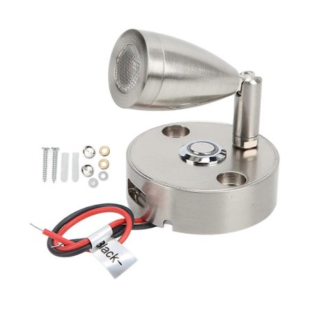 LED-läslampa för husvagn med touch-dimmer, 3 ljusfärger, USB-laddningsport, 12-24V 3W för camping, trailers, båtar, nickelpläterad hölje