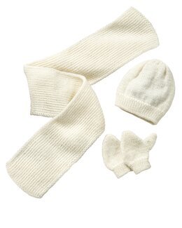 Strikkeoppskrift Skjerf, lue og votter - Mondial