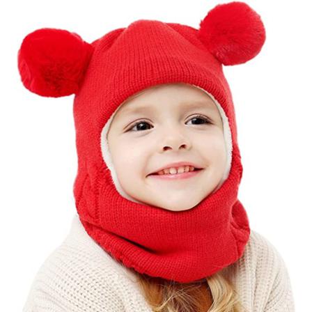 Baby Vinterlue og Skjerfsett, Unisex Babylue og Skjerf for Småbarn - Rød