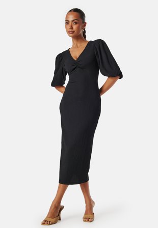 Bubbleroom - Structure Puff Sleeve Dress - Kläder