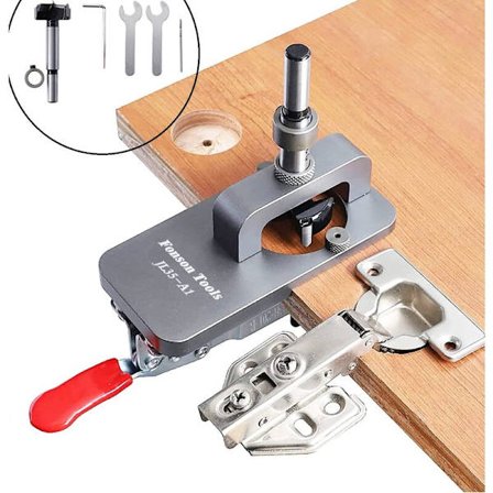 Hengsel Jig 35mm, Dørskap Hengsel Jig, Skjult Hengsel Jig, Puncher, Borguide Lokator for DIY Tømmerarbeid