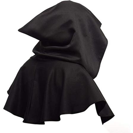 Unisex Medeltida Huvkappa Halloween Cape Svart