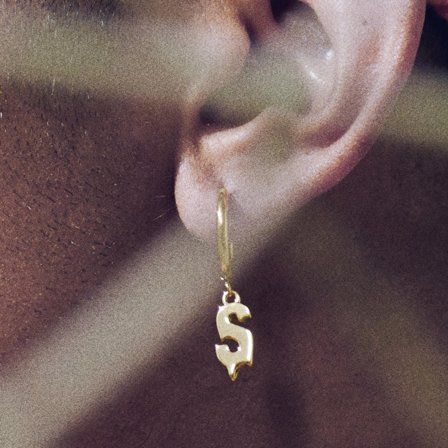 Fahrenheit | Brinco Argola Inicial S em Aço Dourado Fundente para homens - Pendentes para brincos argola