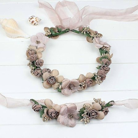 Blomsterkrans, Blomsterhårbøjle Blomsterguirlande Hårbøjler Boho Rose Hårbøjle Kvinder Pige Hårbøjle Kranse til Hat Ornament Fest Festival Strand 