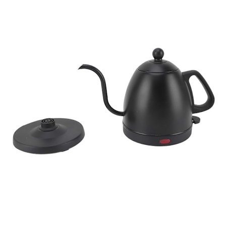 Elektrisk vattenkokare med svanhals, 800 ml, 1000 W, snabb uppvärmning, rostfritt stål 304 för hem, te och kaffe